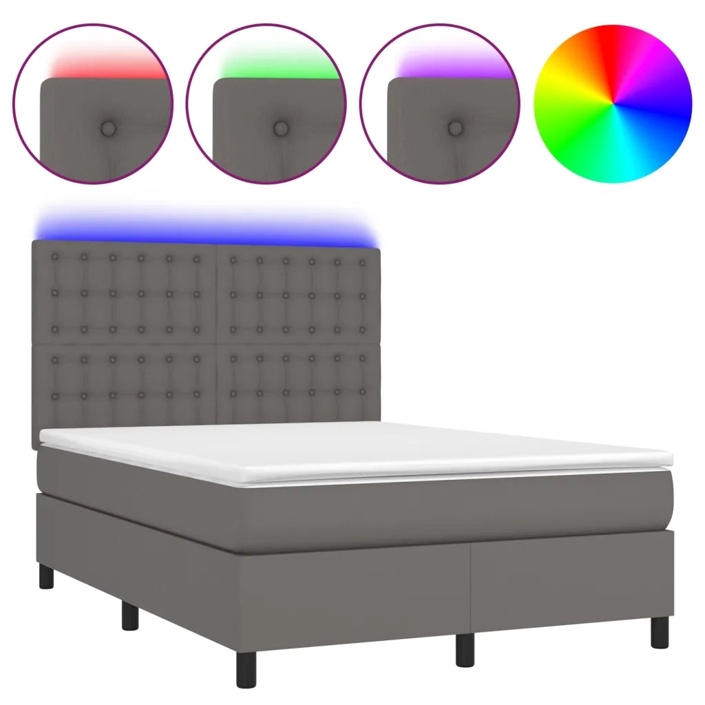 Giroletto Molle con Materasso e LED Grigio 140x200cm Similpellecod mxl 75069