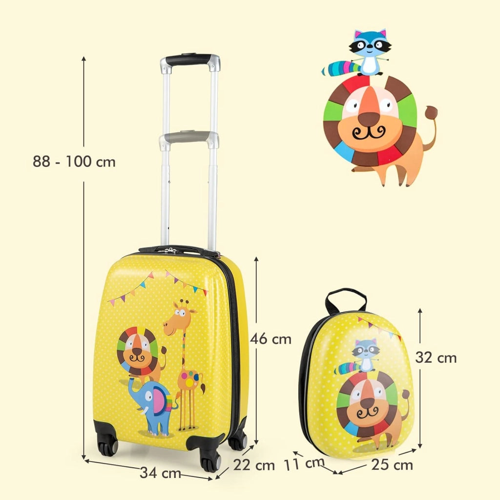 Set di Valigia per Bambini, 18" Valigia+ 12" Zaino, 2 Pezzi, con Ruote Girevoli a 360° e Maniglia Retrattile, Ideale per Viaggiare in Modo Comodo e Divertente (Modello 23)