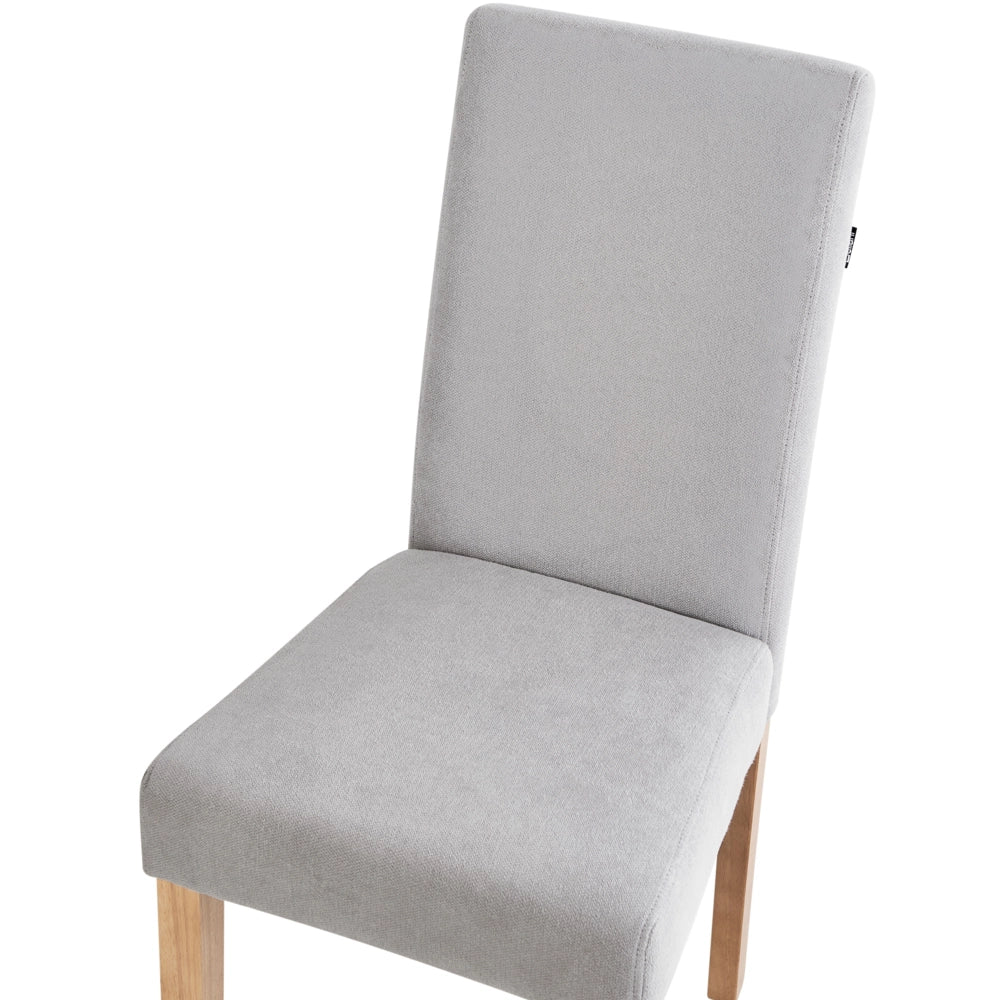Set di 2 Sedie da Pranzo in Tessuto Grigio Gambe in Legno Moderne