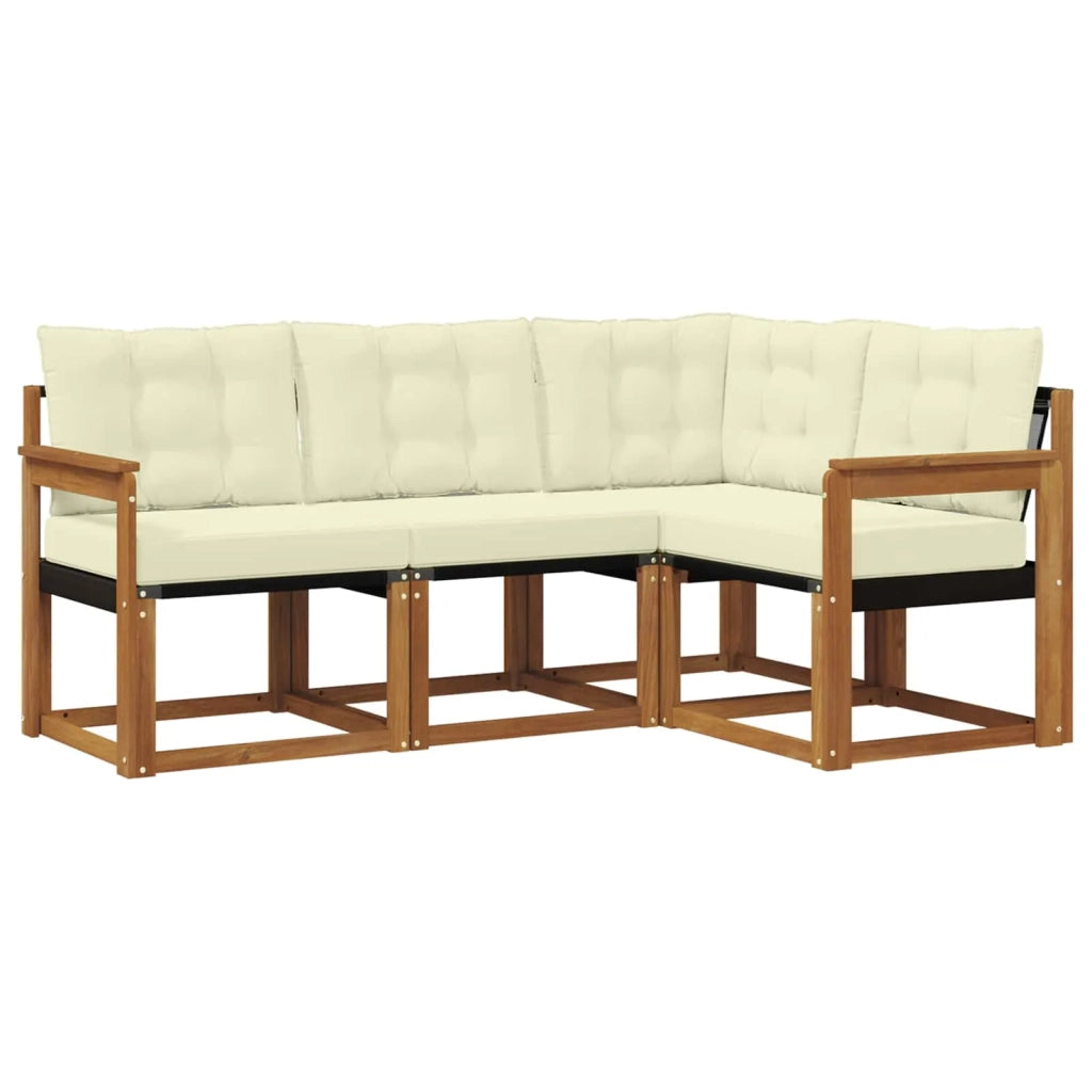 Set di divani da esterno con cuscino 4 pcs Naturale e Crema 3368609