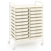 Carrello cassettiera multiuso e leggero con 20 cassetti, Contenitore con ruote per ufficio e casa Bianco