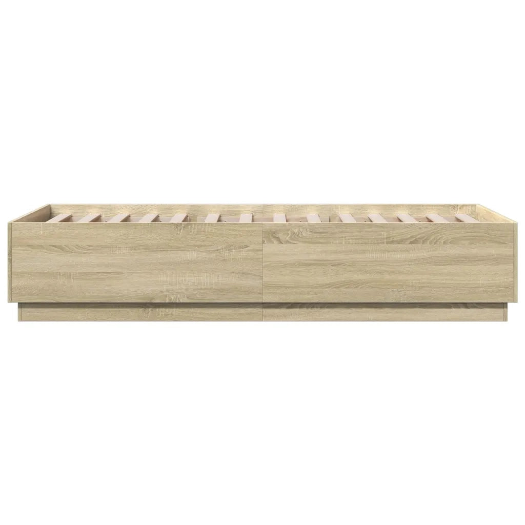 Letto singolo | Letto per adulti | Giroletto con Luci LED Rovere Sonoma 90x200cm Legno Multistrato