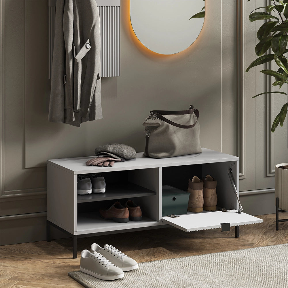 Vicco Panca scarpiera da ingresso Grigio 100 x 45 cm con porta a soffietto