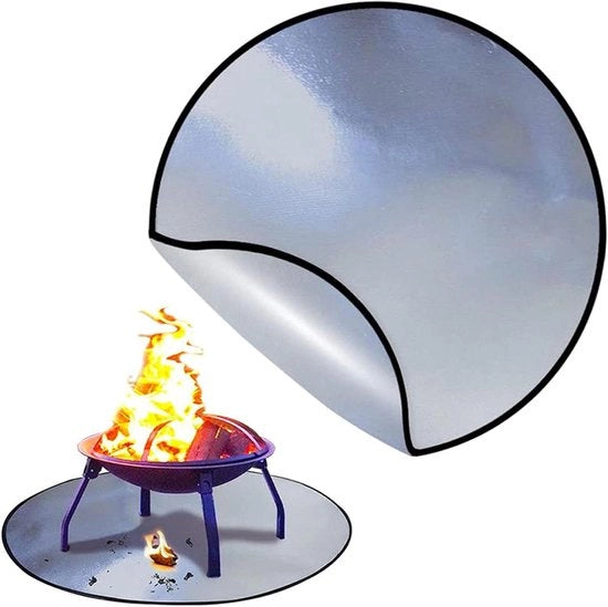 Sostegno per Fuocherello - Tappetino di Protezione per Terrazza - Protezione per Terrazza - Vetroresina Resistente al Calore - Circolare - Argento