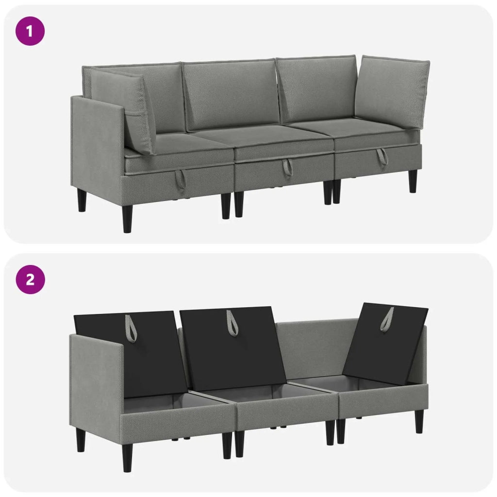 Set di mobili per il soggiorno 3 pcs Grigio scuro Tessuto 3413803