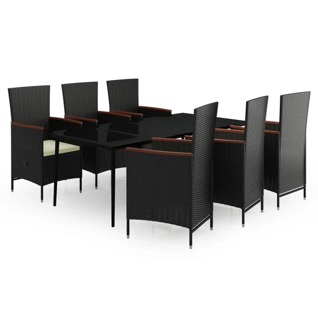 Set da Pranzo da Giardino 7 pz con Cuscini Nero cod mxl 41926