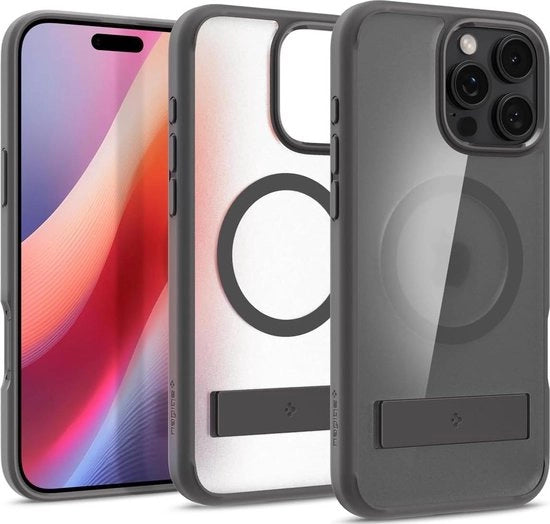 Case Ultra Hybrid S compatibile con iPhone 16 Pro, compatibile con MagSafe, colore Frost Grey, con tasca per cavo di ricarica.