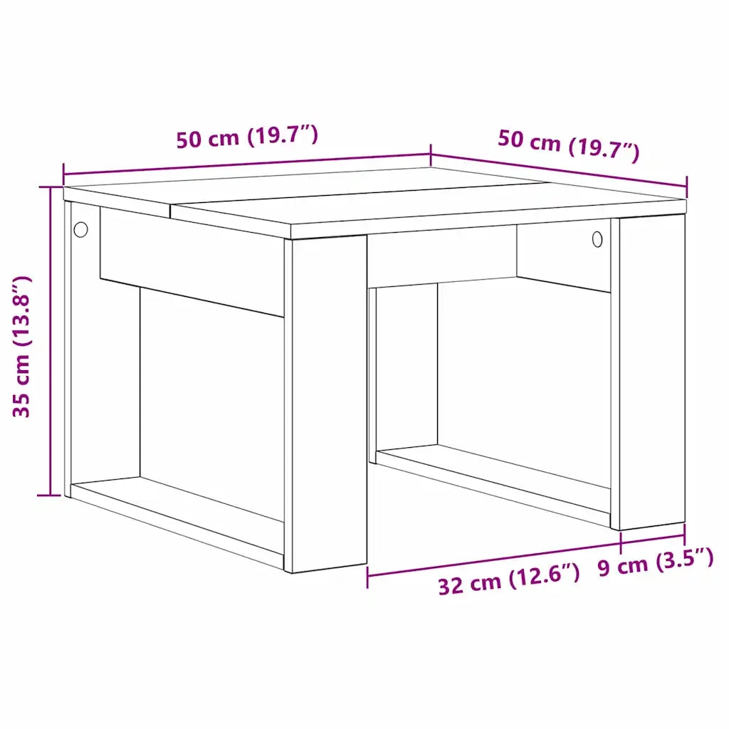 Tavolino da salotto Rovere Nero 50 x 50 x 35 cm 862679