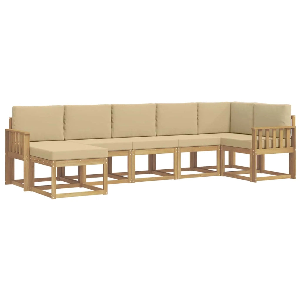 Set di divani da esterno 7 pz Bianco e Beige Poliestere 3387942