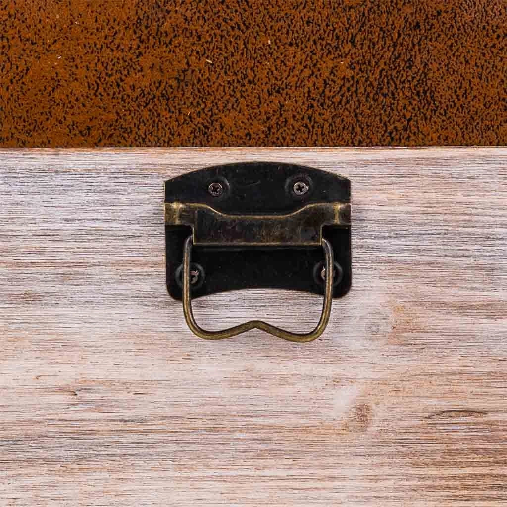Sgabello con cassetti in legno e similpelle marrone 30x30x28h