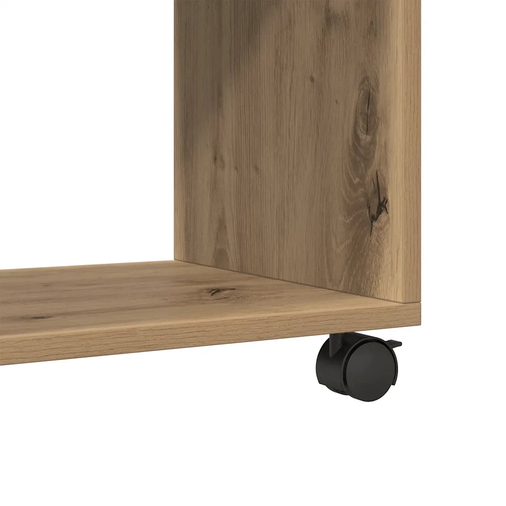 Mobiletto con Ruote Rovere Artigianale 37x33x42,5 cm Truciolato 853136