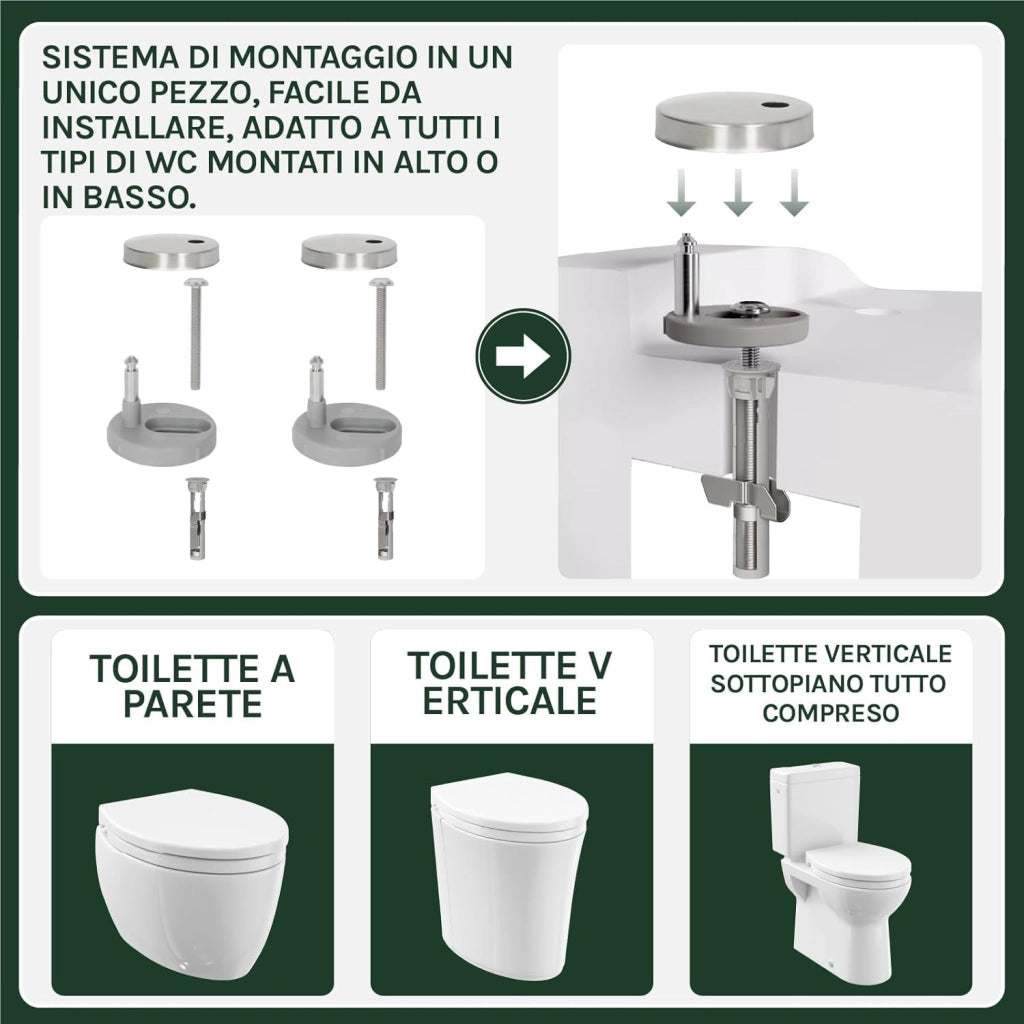 Copriwater Sedile WC Universale Coperchio con Chiusura Ammortizzata Soft Close Toilet Seat Bagno in Plastica Bianco a Forma di O