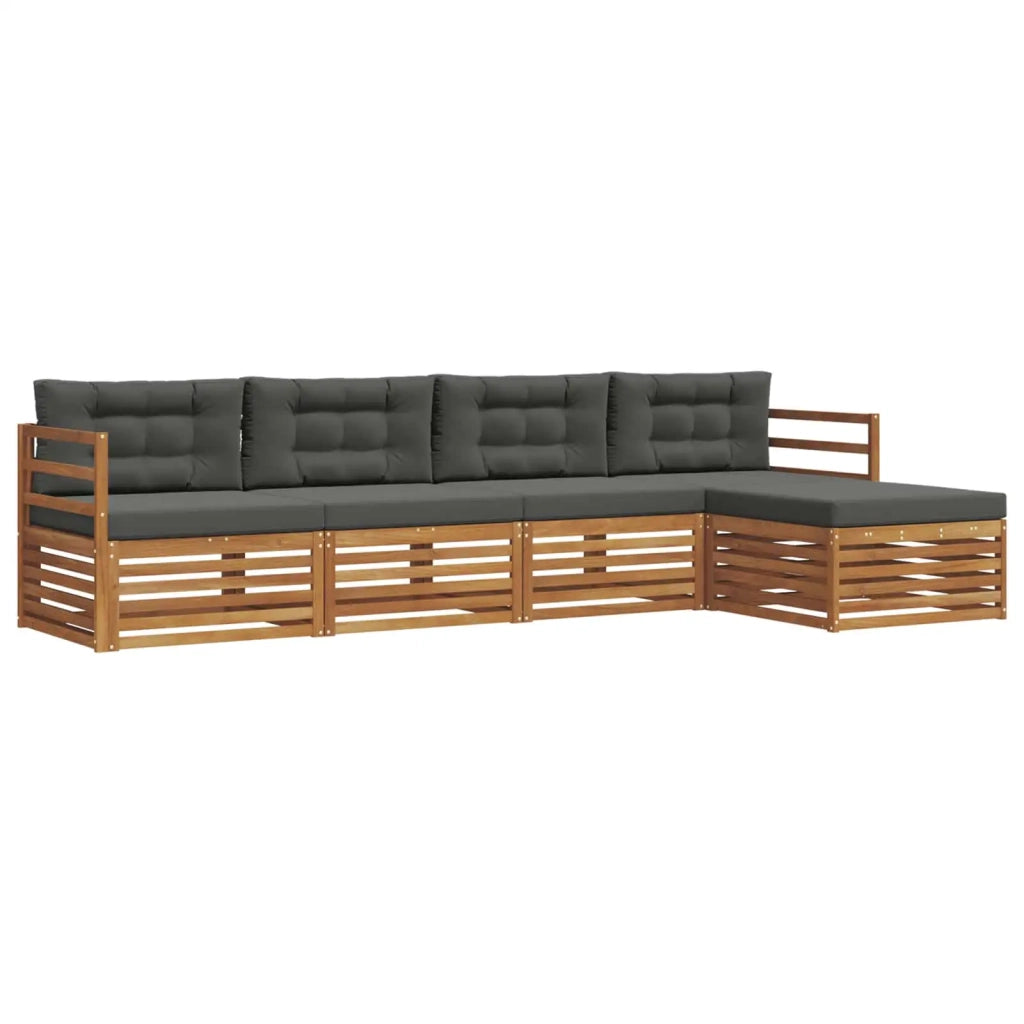 Set di divani da esterno con cuscino 5 pcs Naturale e Antracite