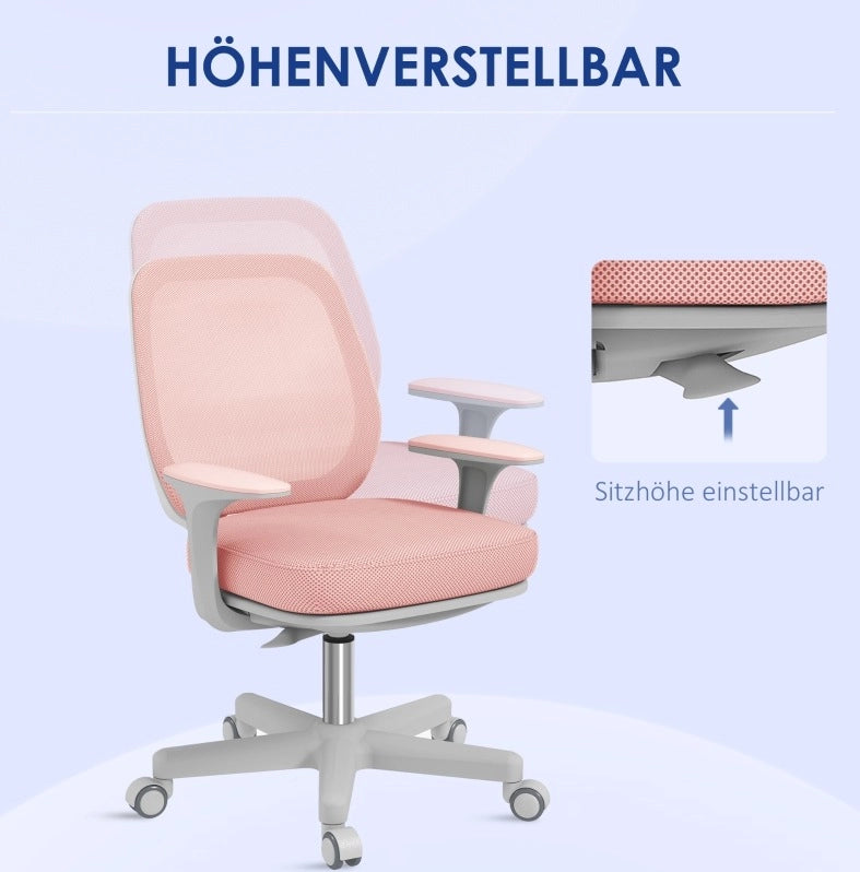 Sedia da ufficio ergonomica rosa regolabile