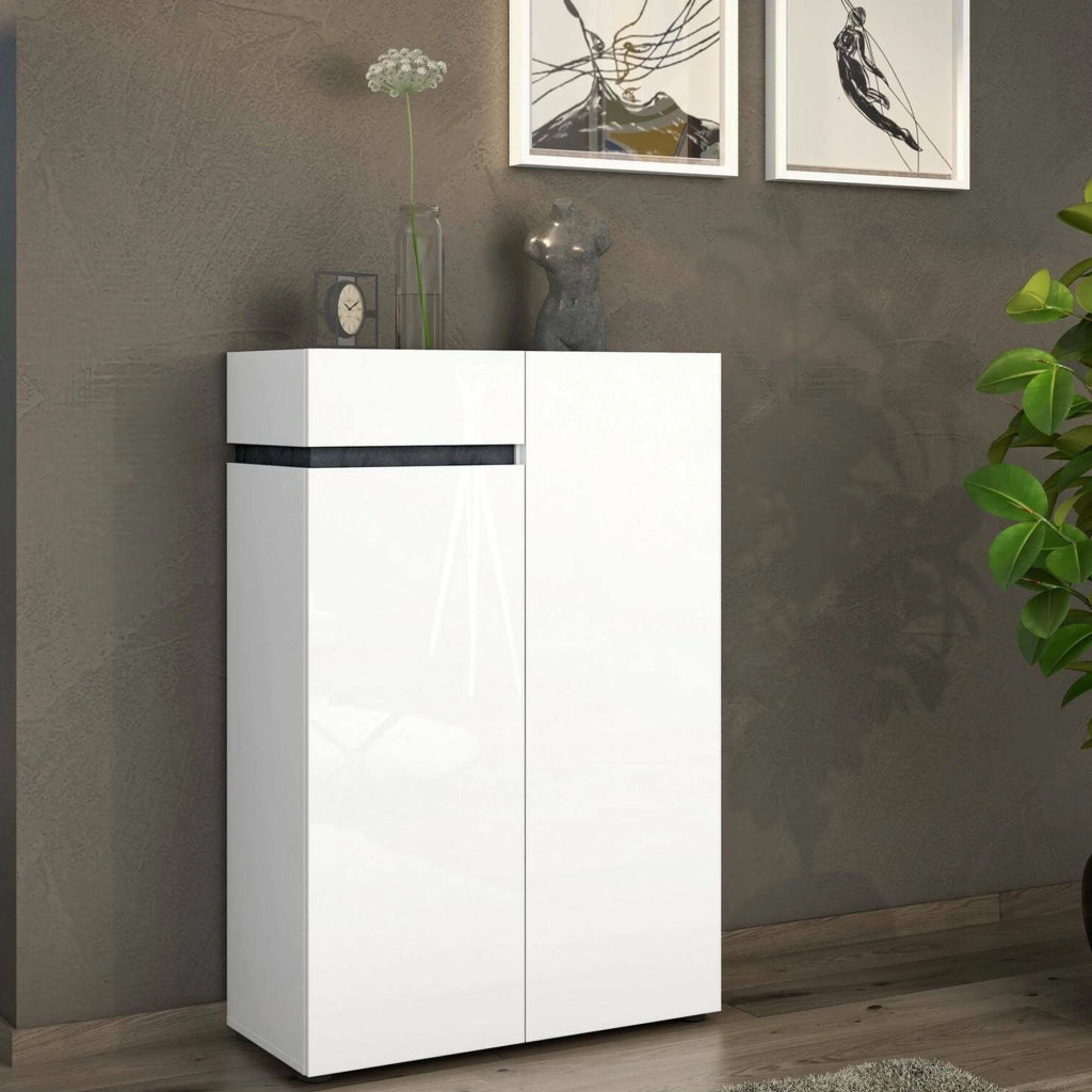 Mobile Portascarpe Badolato, Scarpiera 5 Ripiani Made in Italy, 80x34x115h cm Bianco Lucido