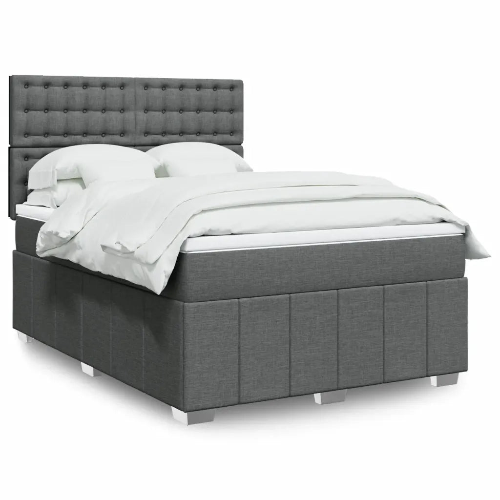 Giroletto a Molle con Materasso Grigio Scuro 140x200cm Tessuto