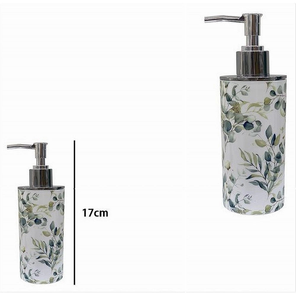 Trade Shop - Dispenser Porta Sapone Liquido Fiori Foglie Accessorio Per Arredo Bagno 87053 -