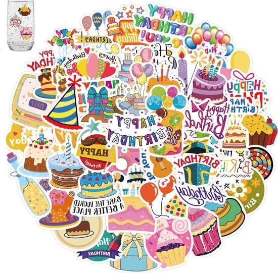 Sticker verjaardini 50 pezzi autoadesivi per decorazione di festa e regalo per libro degli ospiti.