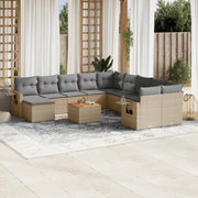 Set Divani da Giardino 12 pz con Cuscini Beige in Polyrattan 3224862