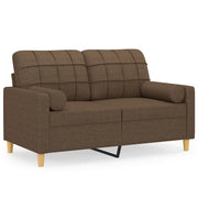 Divano | Divano da soggiorno | Sofa a 2 Posti con Cuscini Marrone 120 cm in Tessuto