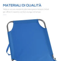 Lettino da Giardino con Schienale Regolabile in 5 Posizioni, Lettino Pieghevole in Metallo e Tessuto Oxford, 187x55x24cm, Blu
