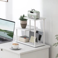 Libreria a 3 Livelli Effetto Legno con Struttura in Metallo per Scrivania Ufficio Cucina 40x20x34,5 cm Bianco