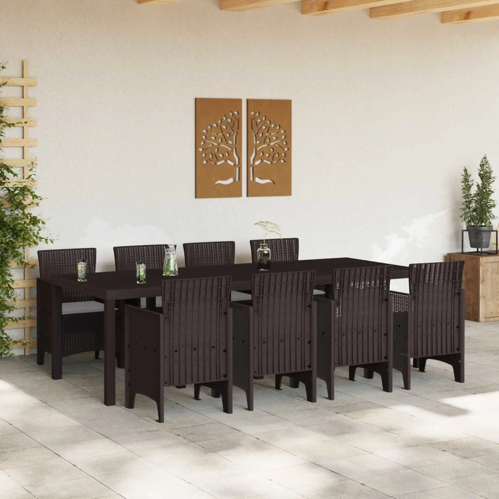 Set da Pranzo per Giardino 9 pcs Marrone Polipropilene