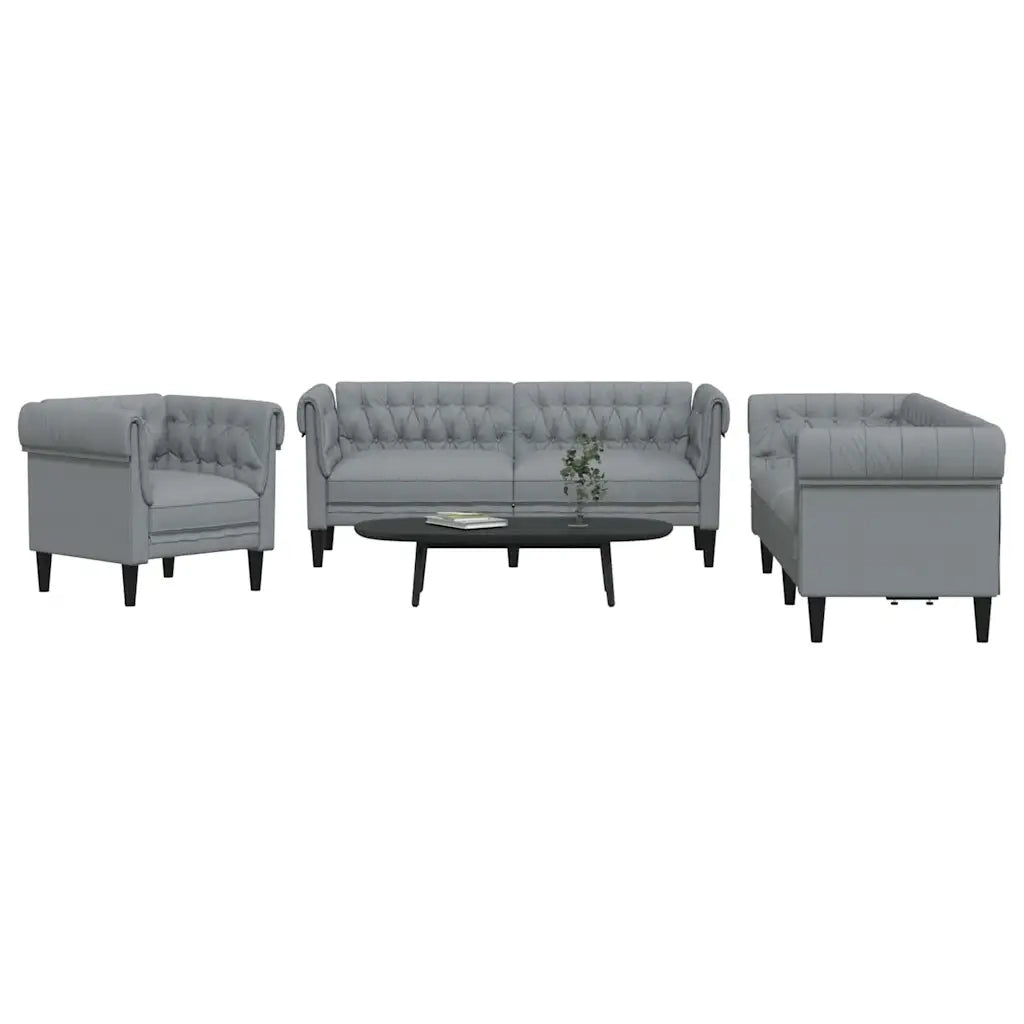 Set di divani 3 pcs Grigio chiaro Tessuto