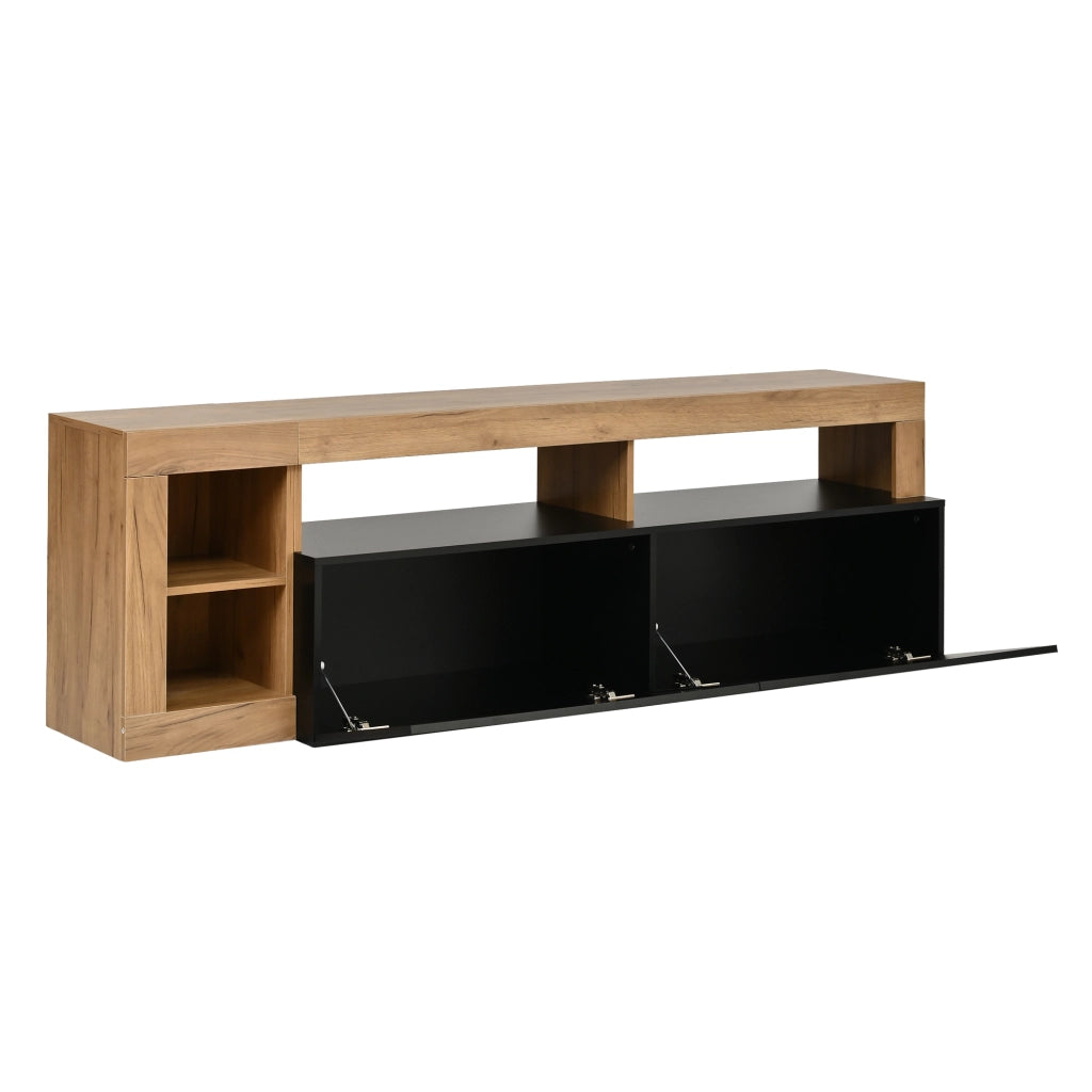 Mobile porta TV con LED e 4 vani contenitore, per soggiorno e camera da letto, in truciolare, nero, 184 × 42 × 58 cm