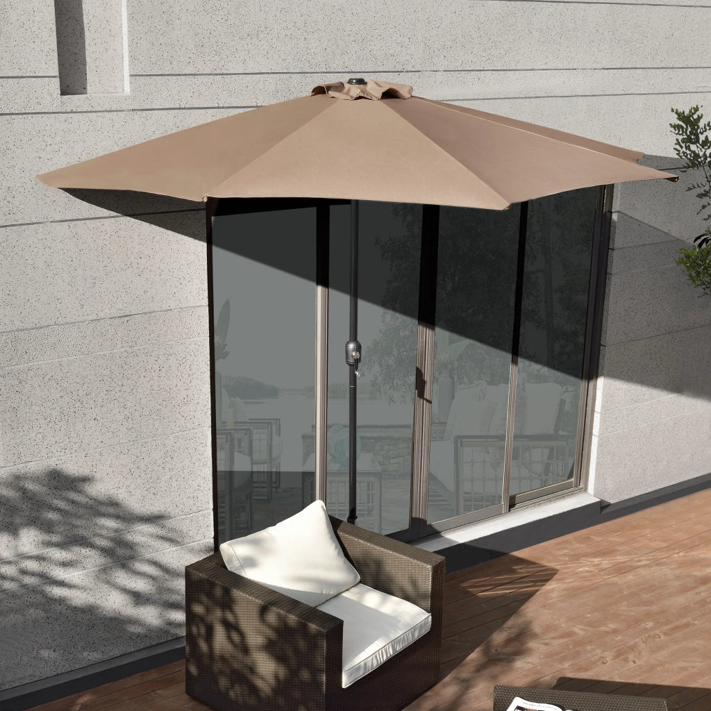 Ombrellone a Semicerchio Eger Parasole a Mezzaluna 300x150 cm Marrone chiaro casa.pro
