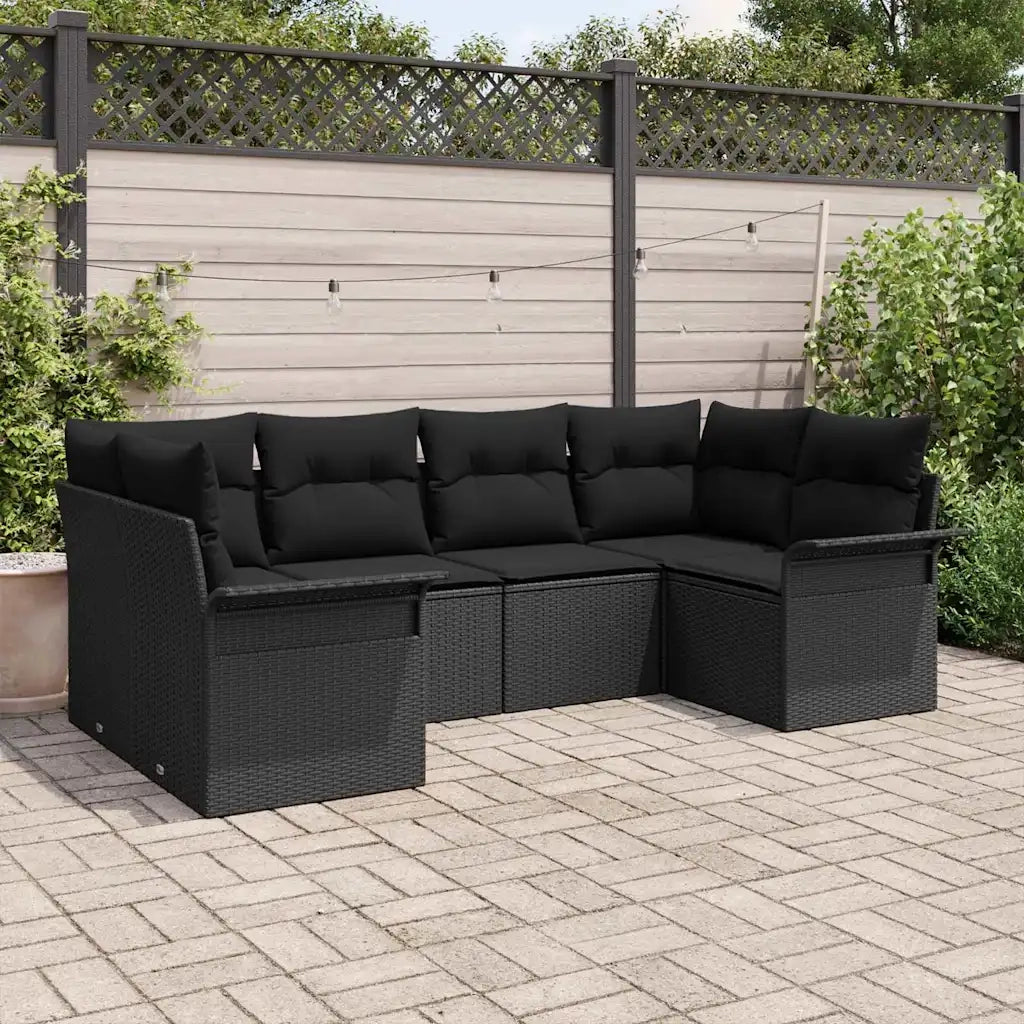 Set Divano da Giardino con archiviazione 6 pcs Nero Poly Rattan 3354172