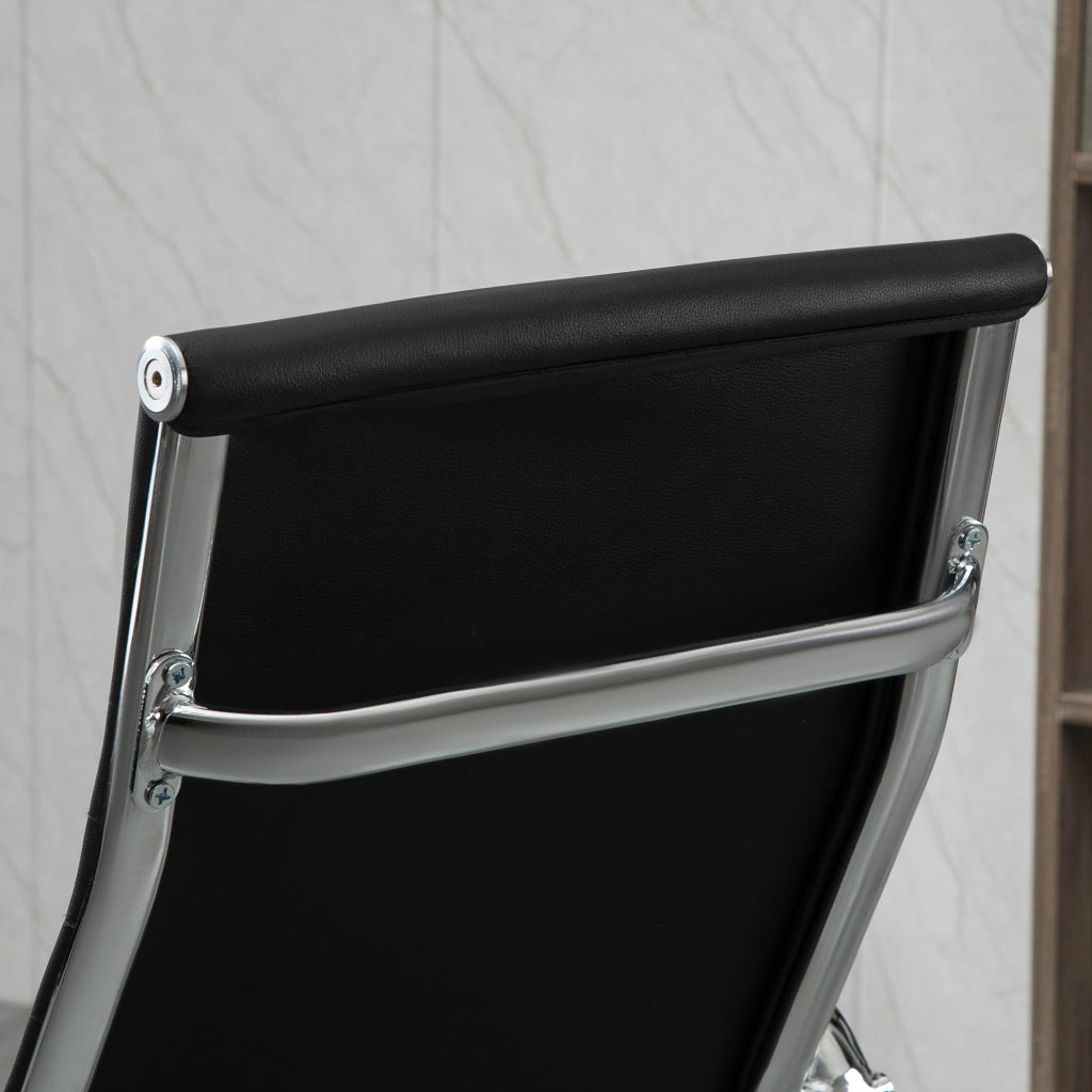Sedia da ufficio ergonomica con schienale avvolgente altezza regolabile e rotelle in pelle rigenerata nera