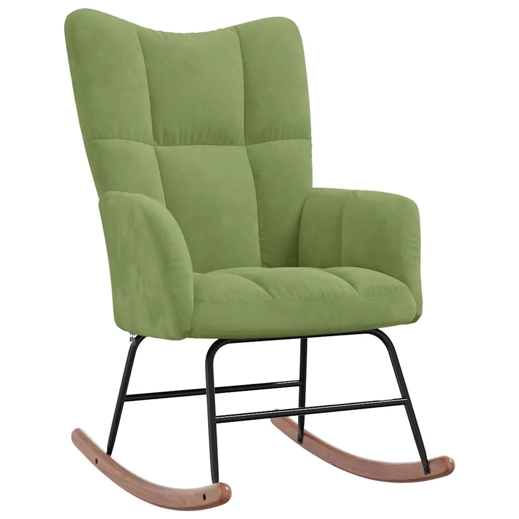 Poltrona a Dondolo con Poggiapiedi Verde Chiaro in Velluto 328153