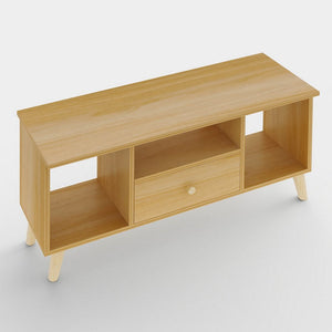 Mobile TV 3 Ripiani 1 Cassetto 90x30x45 cm in Legno Effetto Acero