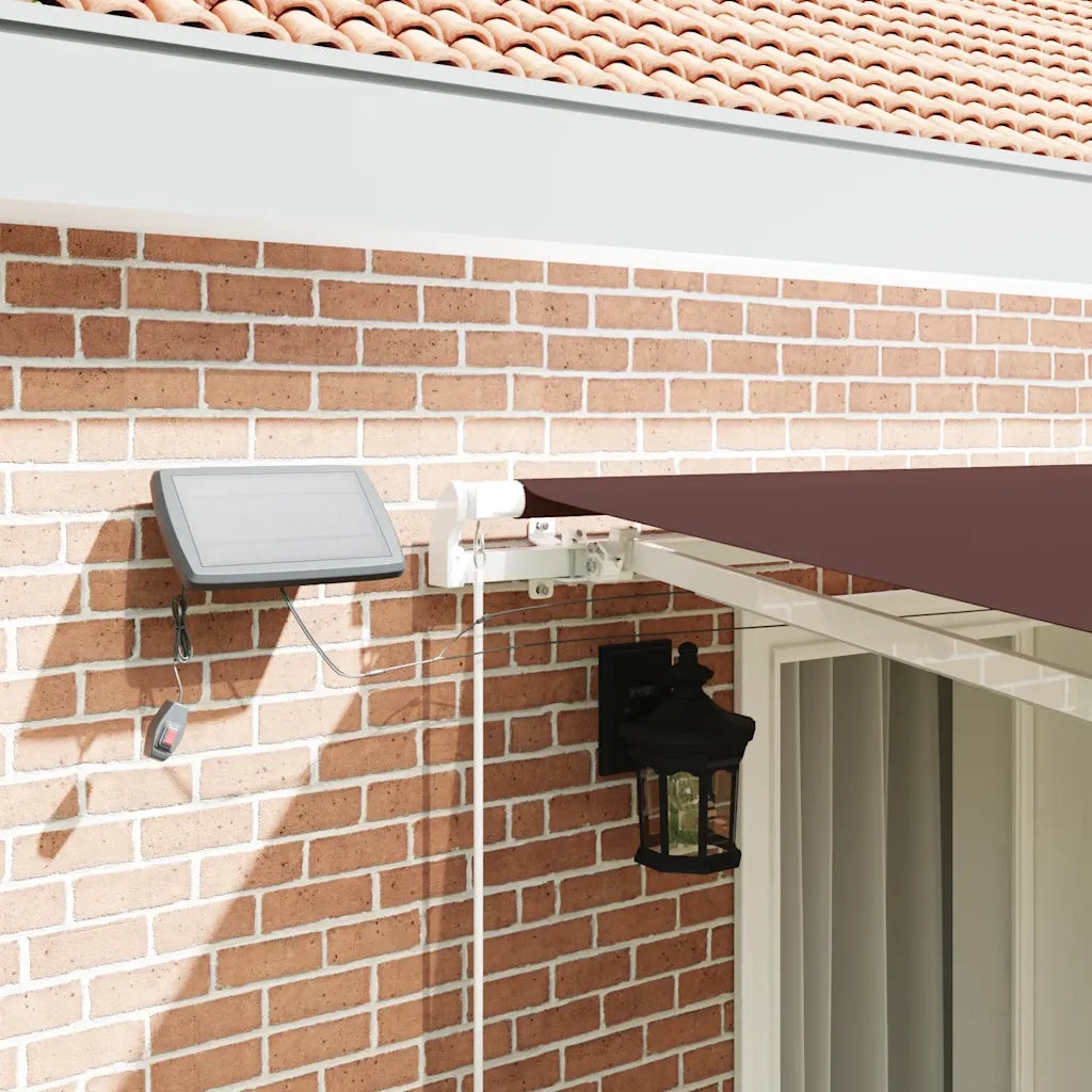Tenda da Sole Retrattile Manuale con LED Marrone 400x300 cm 3215379