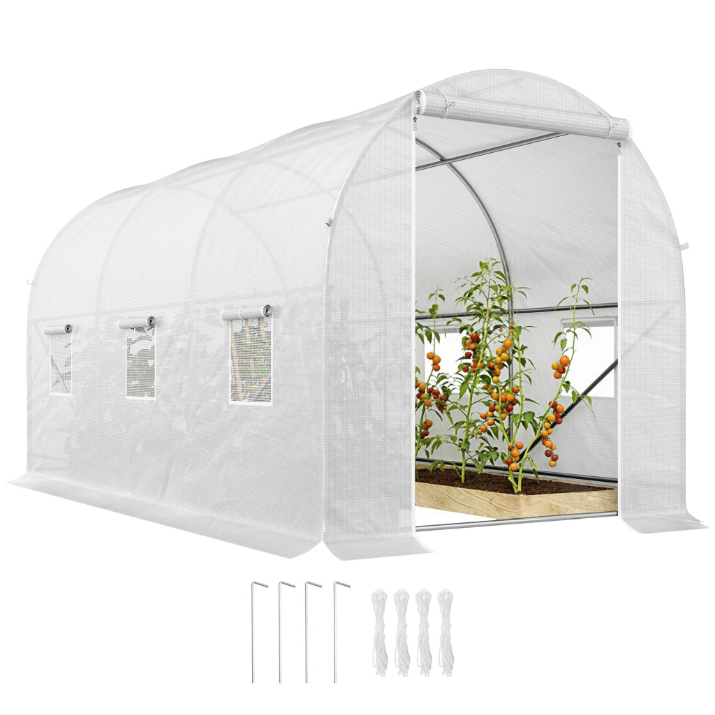 Serra da Giardino Tunnel ¨C zephmum ¨C Bianco 3.5x2x2 m Metallo PE Porte Finestre