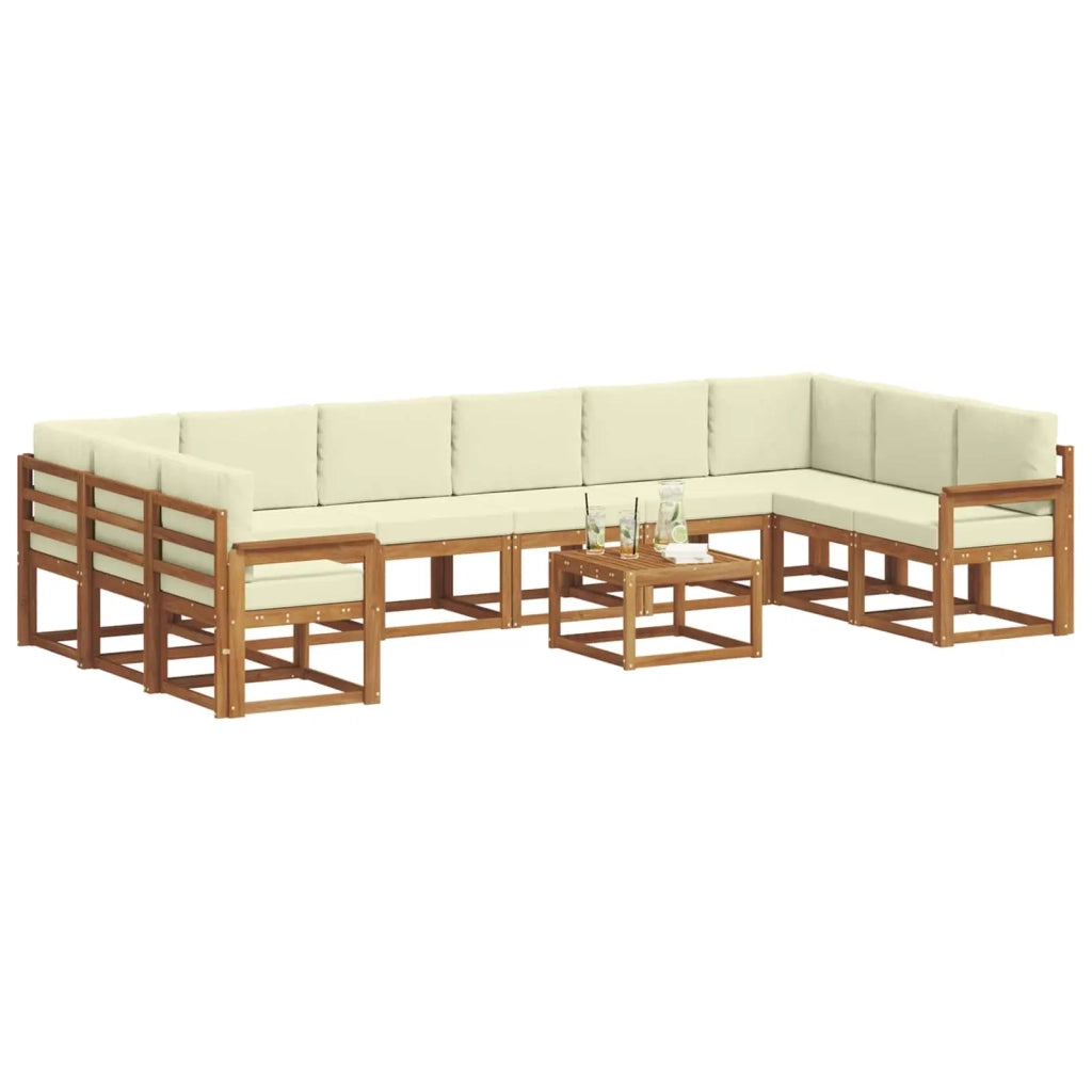Set di divani da esterno con cuscino 11 pcs Naturale e Crema 3367078