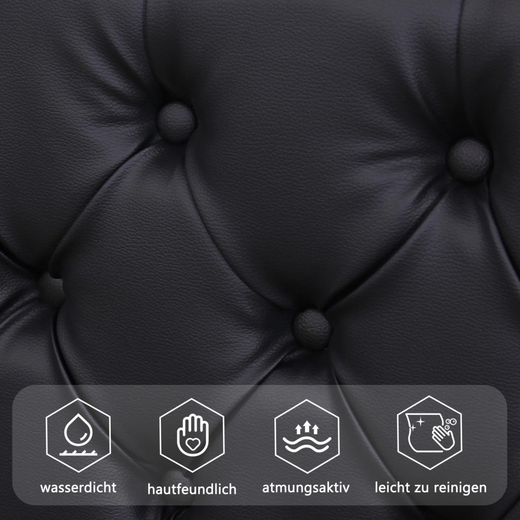 Letto imbottito 140 x 190 cm con contenitore e LED, nero
