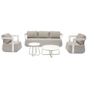 Salotto Monaco Alluminio Bianco Cuscini Alti Beige Moia