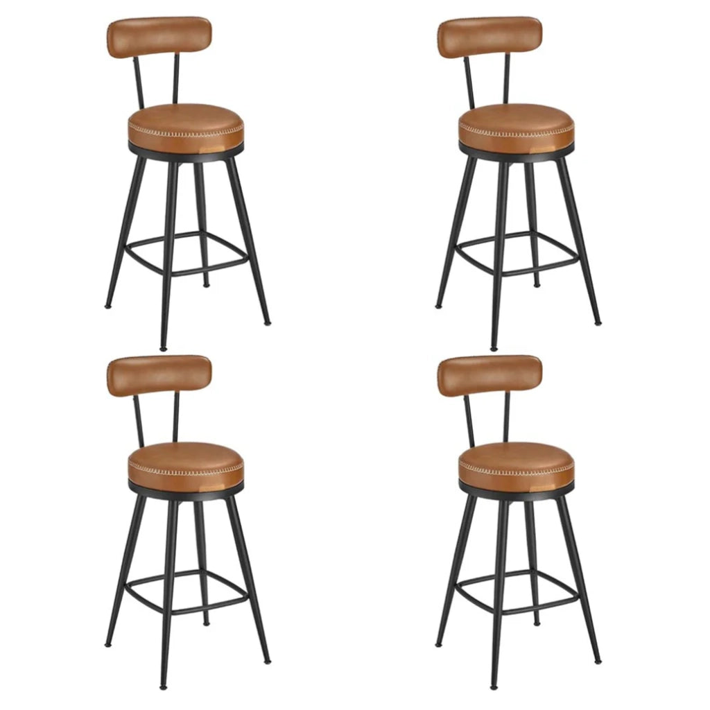 Set di 4 sgabelli da bar sedie da cucina con seduta imbottita design in PU con cuciture in stile moderno di metà secolo per cucina o bar marrone 12_0005372
