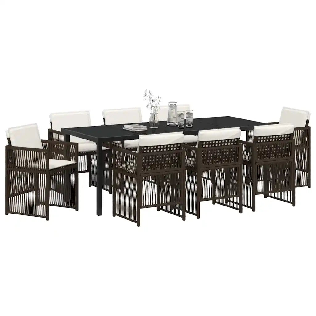 Set da Pranzo per Giardino 9 pcs Marrone 3380660