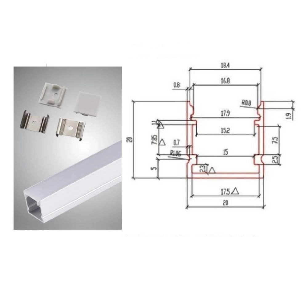 Trade Shop - Profilo In Alluminio Barra Da 2mt Con Copertura Opaca Per Strip Led Strisce Al15 -