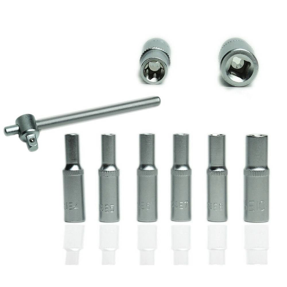 Trade Shop - Set 7pz 6 Chiavi Bussola Torx 1/4" Scanalati Striscia Clip Millerighe Chiavino -
