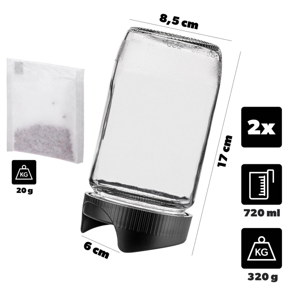 KADAX Zestaw Słój Anna 720ml fi82 TO-720 Franko + Plastikowa zakrętka do słoików fi82, kiełkownica pakiet 2szt K17504