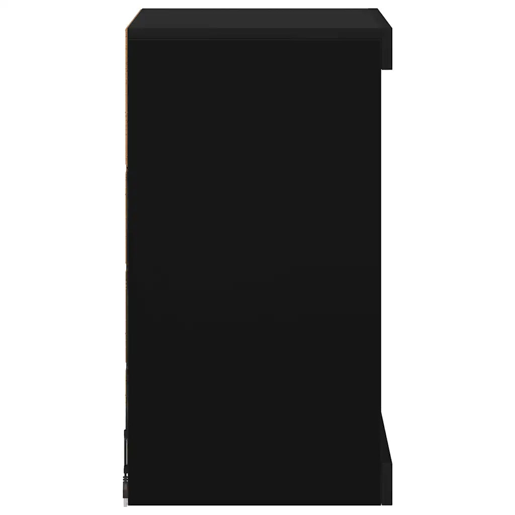 Credenza | Madia | Buffet da pranzo | Armadio da pranzo con Luci LED Nera 41x37x67 cm