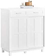 Credenza con ante scorrevoli, Mobile da cucina, Armadio da soggiorno, Buffet Bianco 80x40x85cm FSB84-W