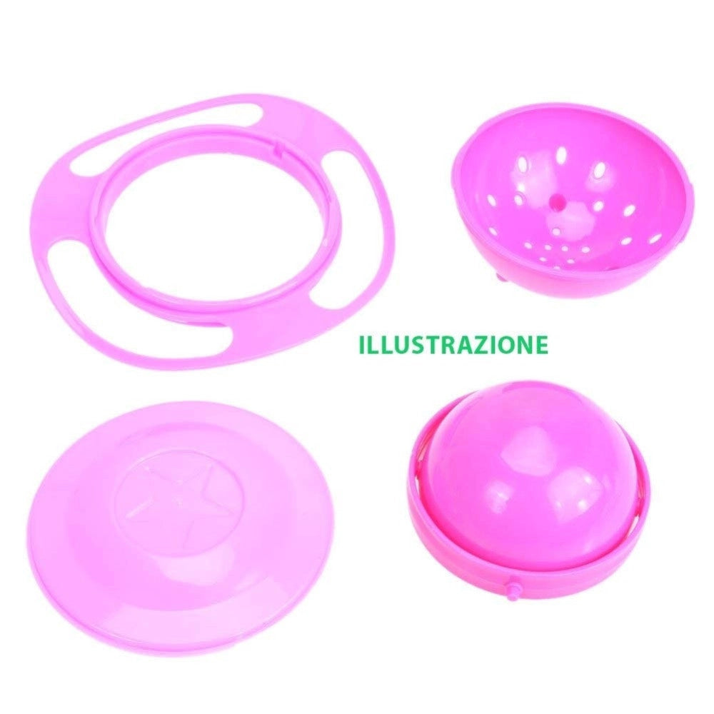 Trade Shop - Piatto 360° Giroscopio Ciotola Plastica Pranzo Cena Neonato A Prova Di Bambino -