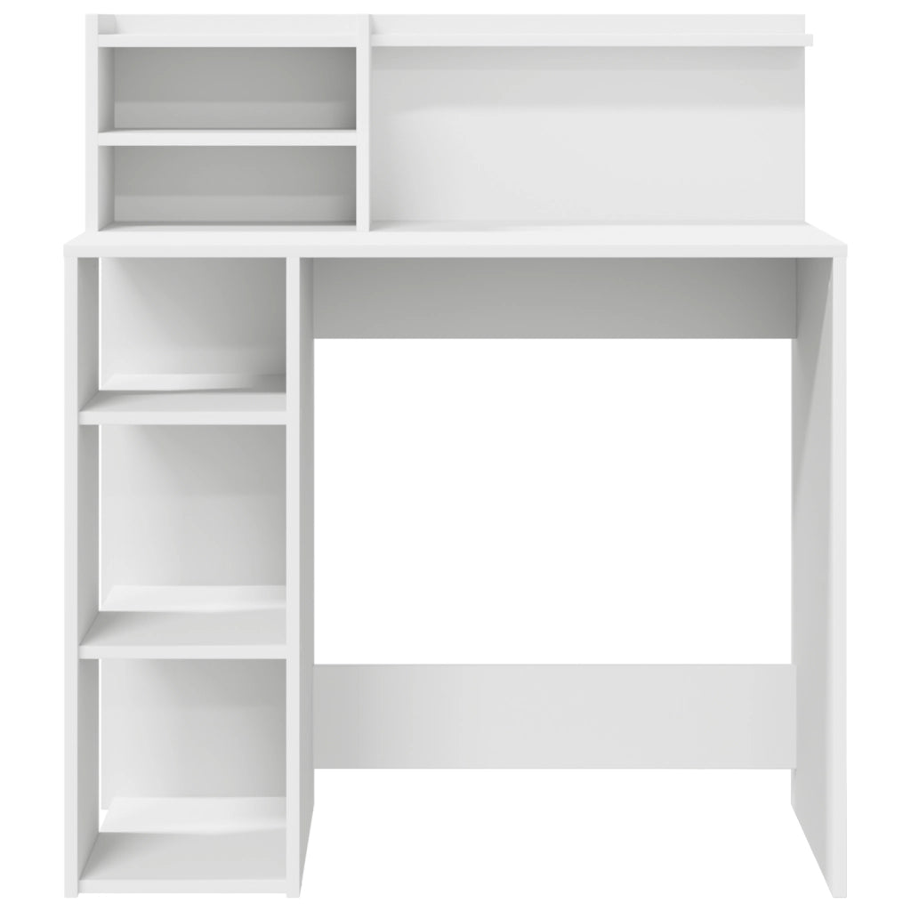 Scrivania con Ripostiglio Bianca 90x48x101.5 cm Legno ingegnerizzato