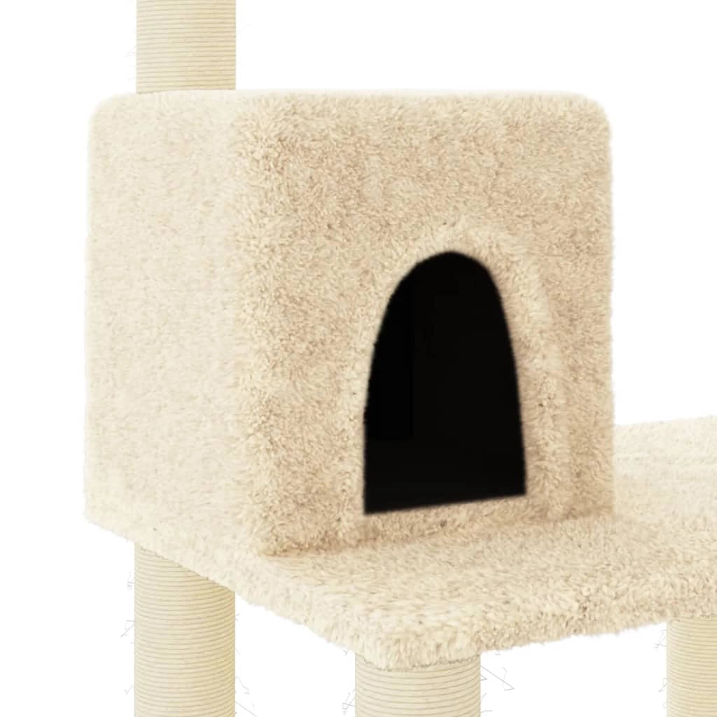 Tiragraffi per gatti torre per arrampicata giocattolo piattaforma per arrampicata con tiragraffi in sisal 118,5 cm crema 02_0022461
