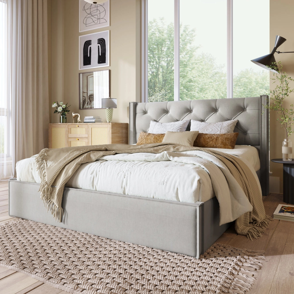 Letto matrimoniale contenitore 160x200 cm grigio chiaro